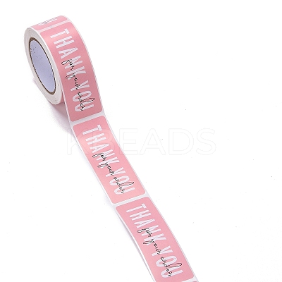 Pink Rectangle Paper Thank You Stickers X1-DIY-C042-07B-1
