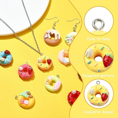 20Pcs 10 Colors Opaque Resin Imitation Food Pendants CRES-YW0001-31-1