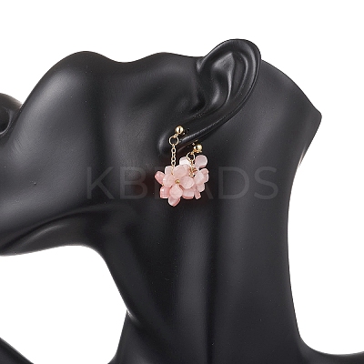 Flower Brass Resin Dangle Stud Earrings EJEW-TA00778-02-1