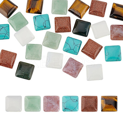 24Pcs 6 Styles Natural & Synthetic Mixed Gemstone Cabochons G-AR0005-68-1