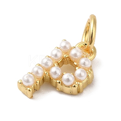 Rack Plating Brass with ABS Plastic Imitation Pearl Charms KK-B092-30P-G-1