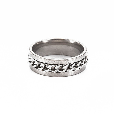Non-Tarnish Men's 201 Stainless Steel Curb Chain Finger Ring RJEW-N029-085-1