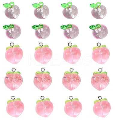 6Pcs 3 Styles Transparent Resin Fruit Pendants FIND-YW0005-65-1