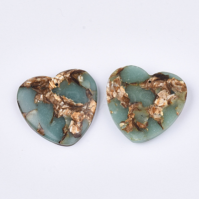 Assembled Natural Bronzite and Synthetic Aqua Terra Jasper Pendants G-S329-072-1