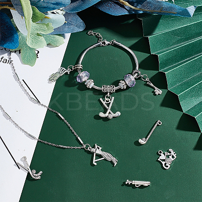 80Pcs 8 Style Golf Theme Tibetan Style Alloy Pendants FIND-AR0001-89-1