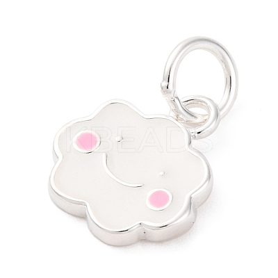 925 Sterling Silver White and Pink Enamel Smiling Face Cloud Charms STER-D303-03S-1