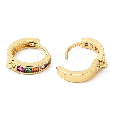 Rack Plating Brass Pave Colorful Cubic Zirconia Hoop Earrings Findings KK-Q781-06G-1