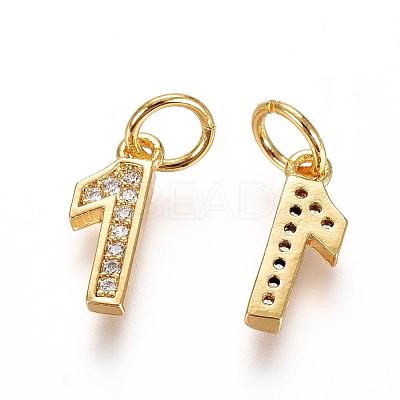 Brass Micro Pave Clear Cubic Zirconia Charms ZIRC-L092-01-G-1