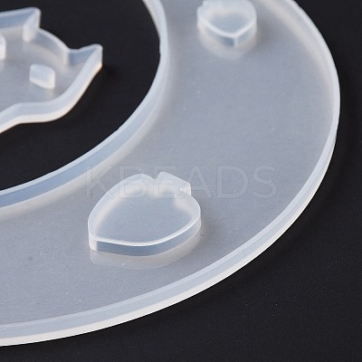 DIY Animal on the Crescent Moon Big Pendant Silicone Molds DIY-F125-03-1