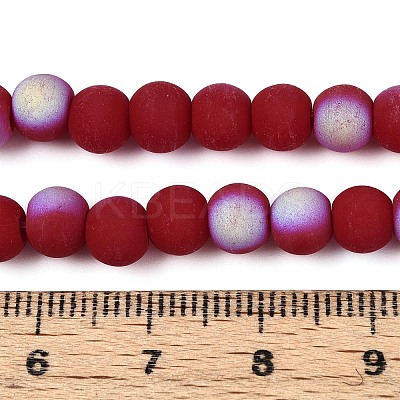 Frosted Opaque Glass Beads Strands GLAA-T032-P6mm-MBB23-1