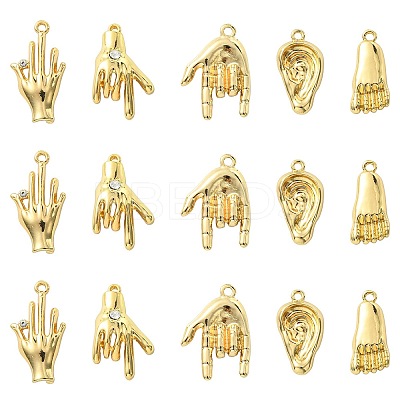 30Pcs 5 Styles Alloy Rhinestone Pendants FIND-CJ0002-42-1
