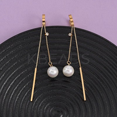 304 Stainless Steel Acrylic Imitation Pearl Hoop Earrings EJEW-F393-14G-1