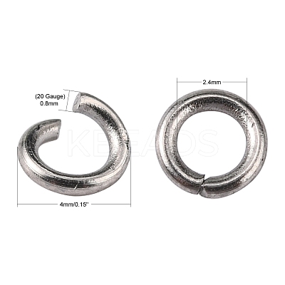 Tarnish Resistant 304 Stainless Steel Open Jump Rings X-STAS-Q186-02-4x0.8mm-1
