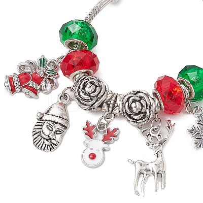 Christmas Theme Glass & Alloy European Beads Bracelets for Women BJEW-JB11198-01-1