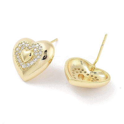 Brass Micro Pave Clear Cubic Zirconia Studs Earring for Women EJEW-S217-A09-1