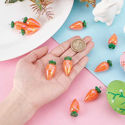 12Pcs Carrot AB Color Resin Pendants RESI-PH0002-47-1