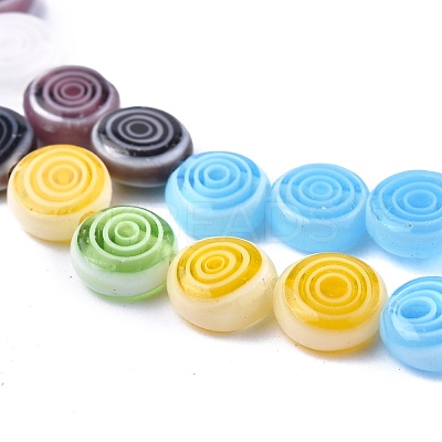 Flat Round Handmade Millefiori Glass Beads LK-R004-51-1