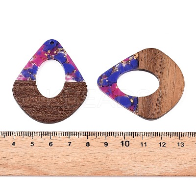 Transparent Resin and Walnut Wood Pendants RESI-T057-07G-1