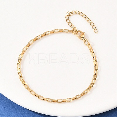 201 Stainless Steel Rectangle Link Chain Bracelets for Women LS-BJEW-G767-01C-G-1