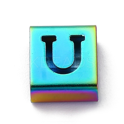 Ion Plating(IP) 304 Stainless Steel Square Slide Charms STAS-L132-09U-M-1
