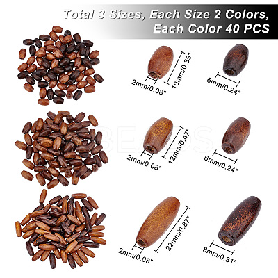 240Pcs 6 Style Retro Wooden Beads WOOD-GA0001-44-1