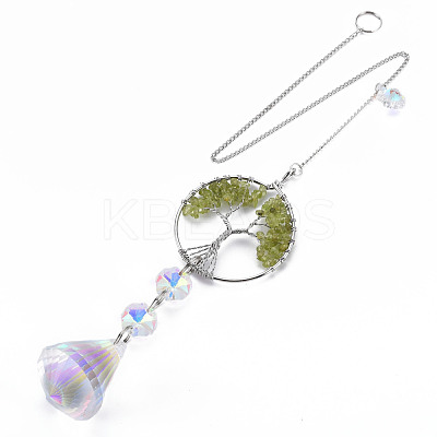 Natural Olive Quartz Big Pendants G-N333-009A-1