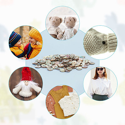 120Pcs Natural Shell Buttons BUTT-FG0001-13-1