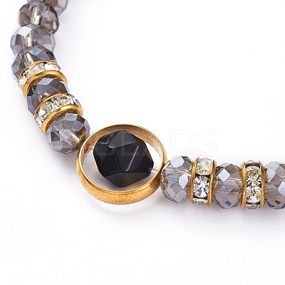 Natural Black Agate(Dyed) Gemstone Stretch Bracelets BJEW-JB05025-05-1