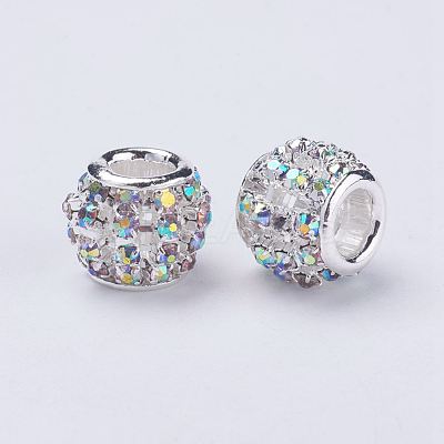 Silver Color Plated Alloy Grade A Rhinestone European Beads CPDL-J024-02S-1