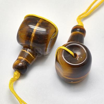 Natural Tiger Eye 3 Hole Guru Beads G-K208-02-A-14-1