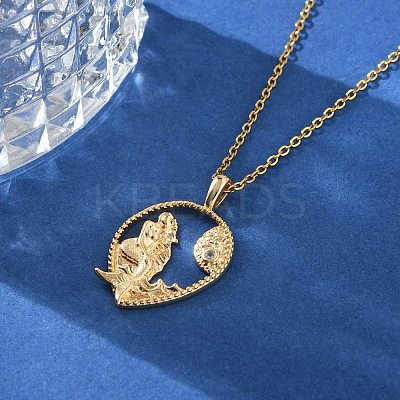 Brass Clear Cubic Zirconia Pendant Necklaces for Women LS-NJEW-B121-01G-02-1