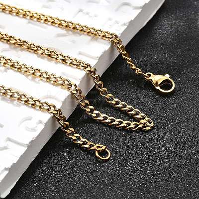 Ion Plating(IP) 304 Stainless Steel Curb Chain Necklaces NJEW-H492-01G-1