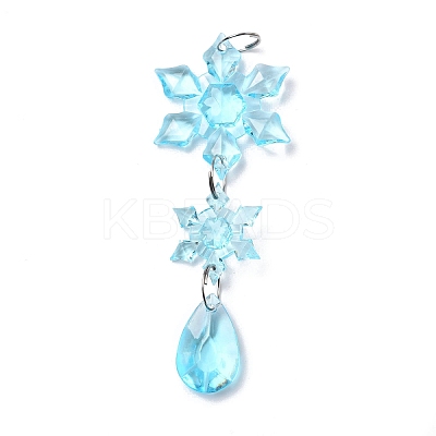5Pcs Acrylic Transparent Icicle Snowflake Pendant Decorations HJEW-D003-01A-1