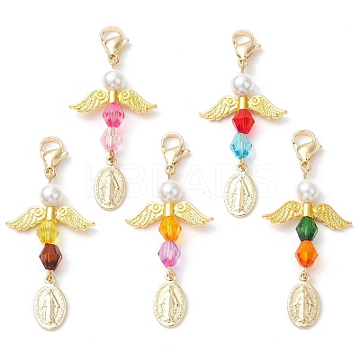 Angel Acrylic & Shell Pearls Pendant Decorations HJEW-JM02459-1