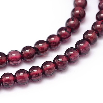 Mozambique Import Natural Grade A Garnet Round Beads Strands G-E300-A-3mm-1