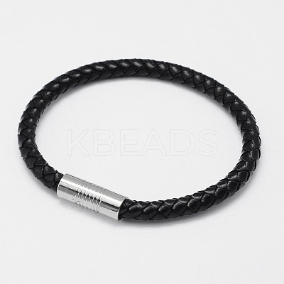 Braided Leather Cord Bracelets BJEW-I199-02-1
