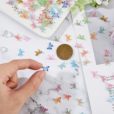 120Pcs 12 Colors Butterfly Resin Cabochon MRMJ-FH0001-44-1