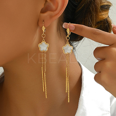 Bohemian Style Long Tassel Vintage Design Fashion 201 Stainless Steel Flower Hoop Earrings for Women OL4221-1