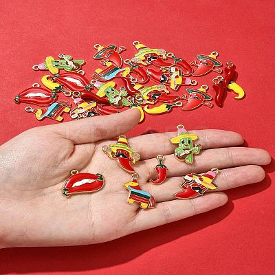 30Pcs 9 Styles Alloy Enamel Pendants FIND-FS0004-26-1
