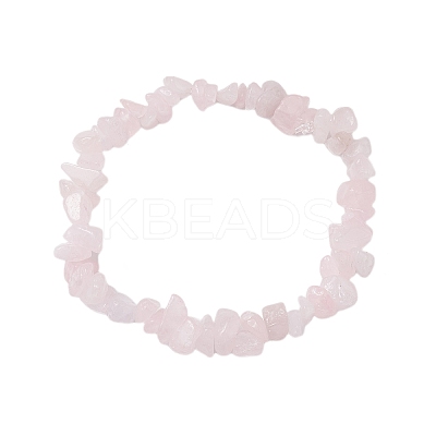 Natural Rose Quartz Chip Beaded Stretch Bracelets for Women Men BJEW-JB10647-02-1