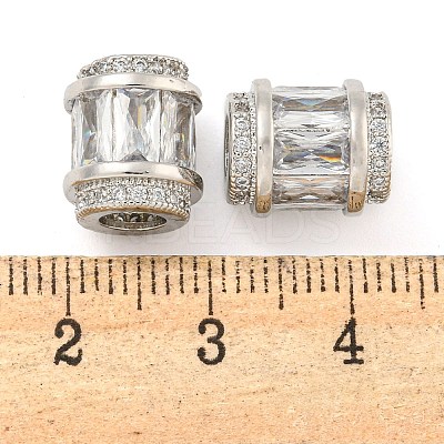 Rack Plating Brass Micro Pave Cubic Zirconia European Beads KK-F089-31P-08-1