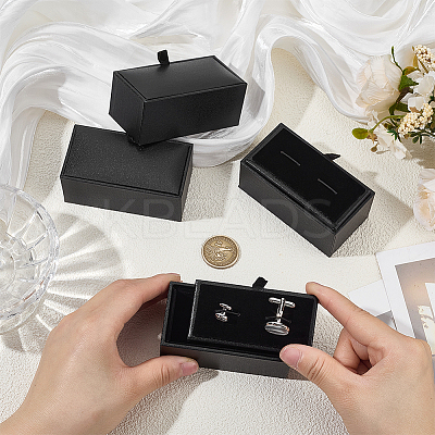 Plastic 2 Cufflink Gift Storage Boxes CON-WH0107-86A-1