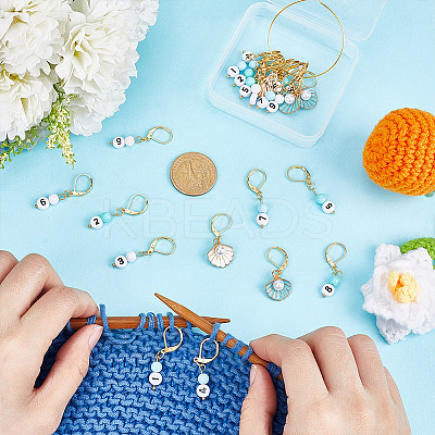 24Pcs Alloy Enamel Pendant Locking Stitch Markers HJEW-HY00116-1