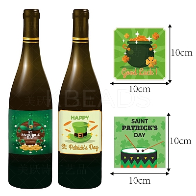 8 Sheets Saint Patrick's Day Theme Paper Self Adhesive Clover Label Stickers PW-WG96365-01-1