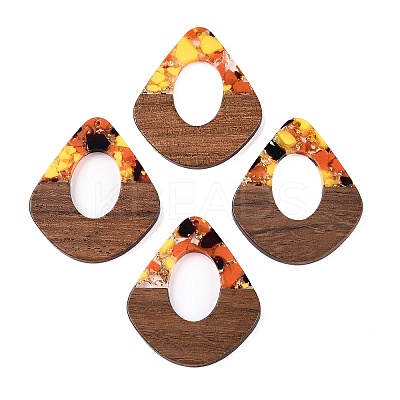 Transparent Resin and Walnut Wood Pendants RESI-T057-07M-1