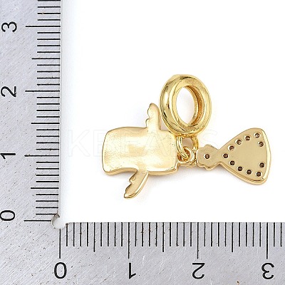 Brass Micro Pave Clear Cubic Zirconia 100 Dollars European Dangle Charms KK-I352-17G-1
