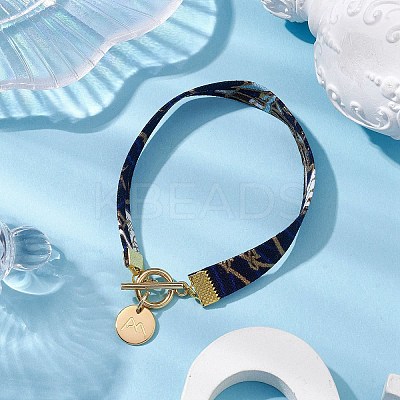 Ethnic Style Polyester Leaf Printed Ribbon Bracelets BJEW-JB10495-02-1