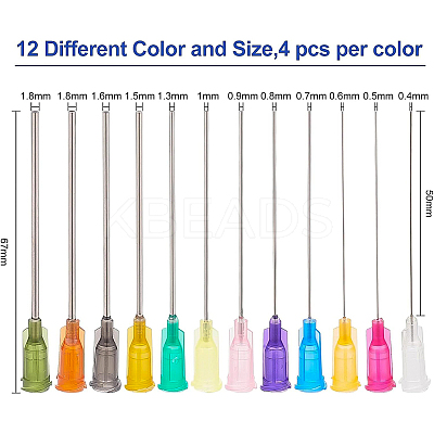 48Pcs 12 Style Plastic Fluid Precision Blunt Needle Dispense Tips TOOL-BC0001-24-1