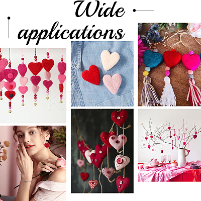12Pcs Heart Wool Needle Felting Decoration DIY-SC0030-14B-1