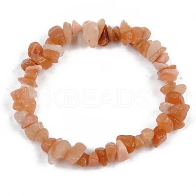 Unisex Chip Natural Red Aventurine Beaded Stretch Bracelets BJEW-S143-22-1